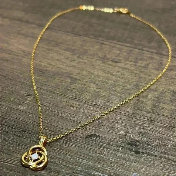 Dainty Gold Tone Swirl Pendant with Little Opal Necklace - Picture 1 of 2